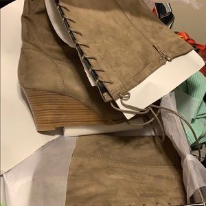 New tan torrid boots size 11w lace up back design